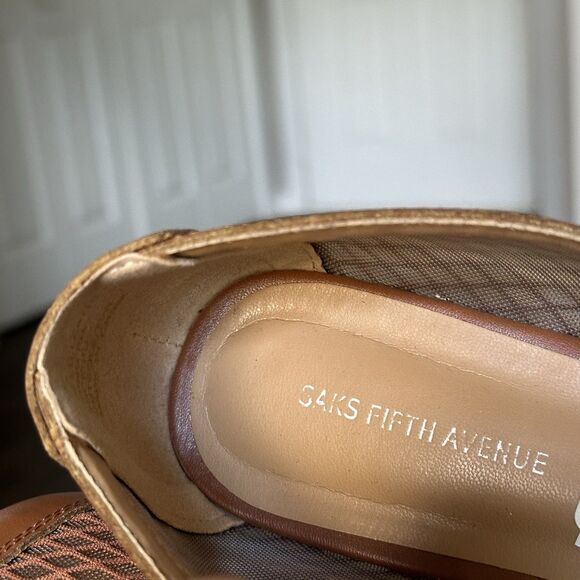 SAKS FIFTH AVENUE Brynn Leather & Mesh Flats In Brown Size 8.5 - Picture 10 of 14